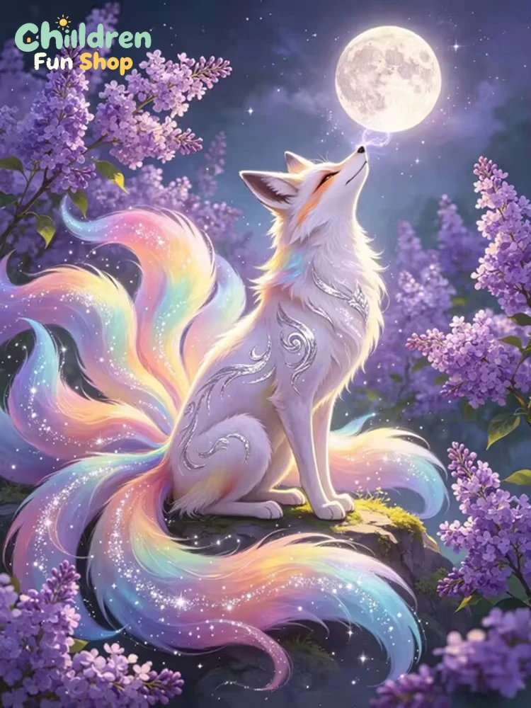 Rainbow Glowing Nine Tails Fox - огляд і ціна Resin Art Wallpaper