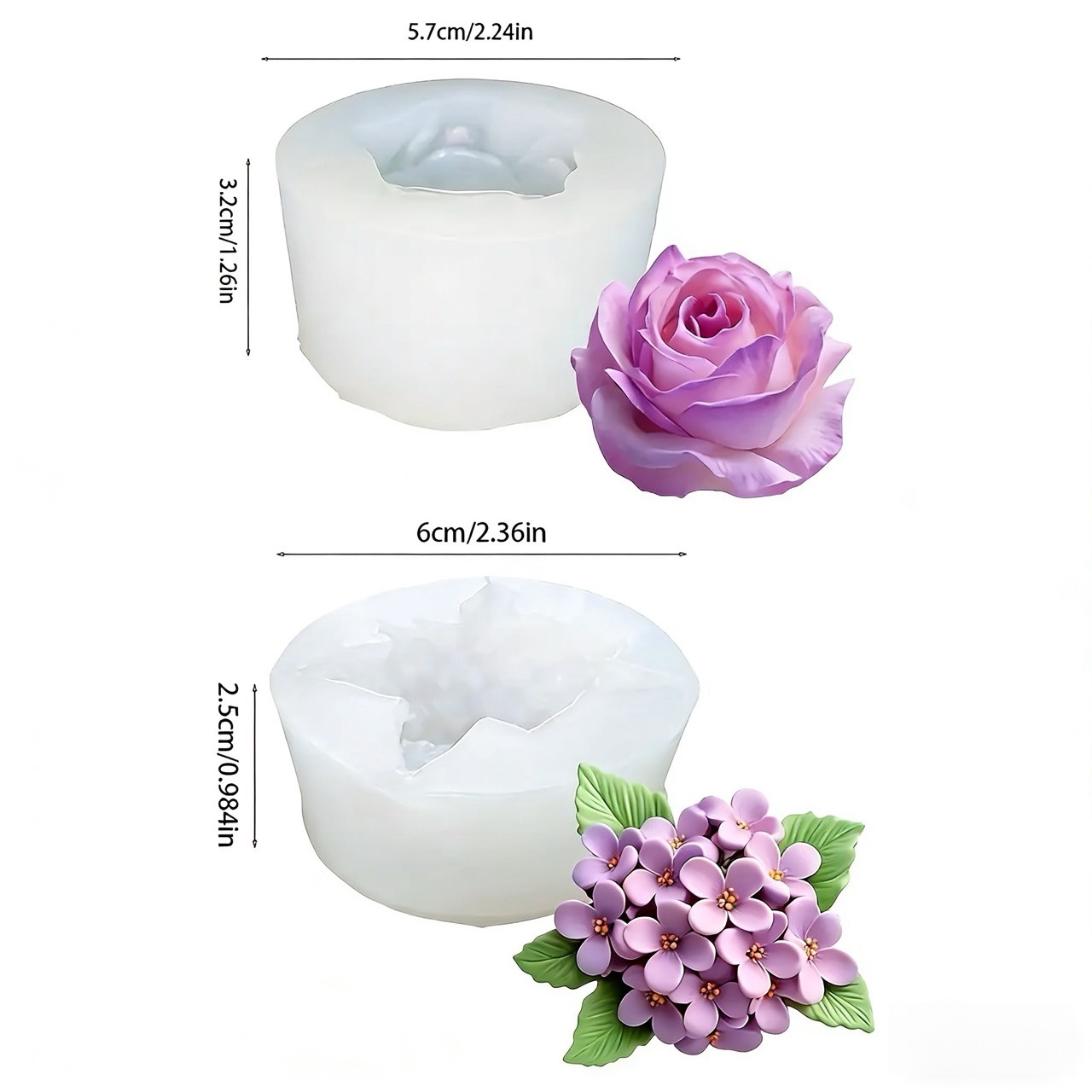 2-Piece 3D Rose and Lilac Sili - огляд і ціна Resin Art Rose