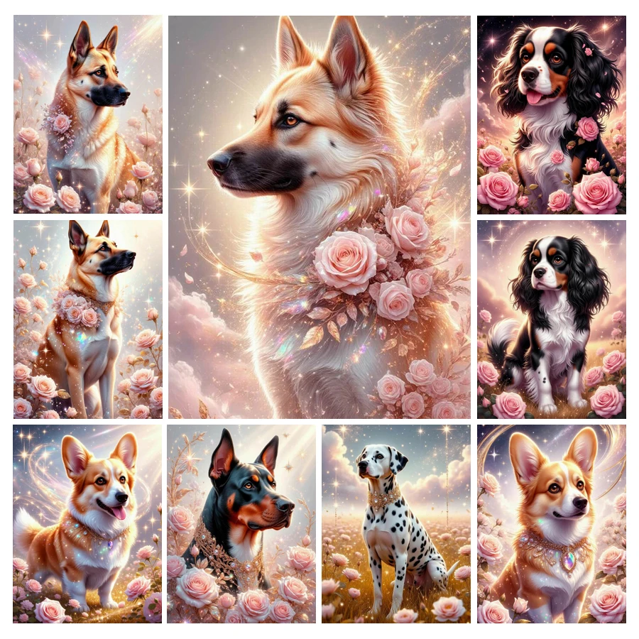 Cute Dog and Flower Diamond Pa - огляд і ціна Resin Art Rose